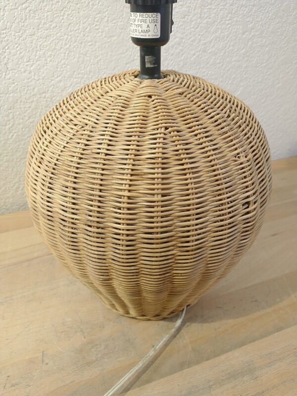 Wicker Woven Natural Rattan Table Lamp Decorative 15" Tall Boho No shade - Image 5