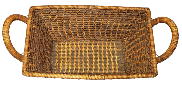 Wicker Woven Rectangular Basket with Wrapped Handles Boho Chic Country Vintage - Image 5