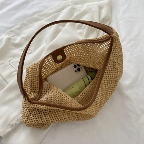 Women Boho Wicker Handbag Bag Tote Beach Straw Woven Summer Rattan Basket Bags - Image 5