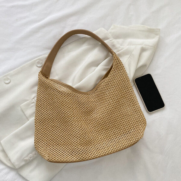 Women Boho Wicker Handbag Bag Tote Beach Straw Woven Summer Rattan Basket Bags - Image 6