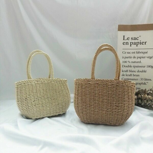 Women Straw Basket Bag Wicker Handbag Rattan Summer Beach Boho Holiday - Image 4