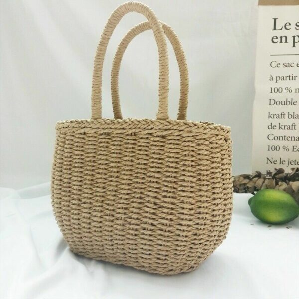 Women Straw Basket Bag Wicker Handbag Rattan Summer Beach Boho Holiday - Image 5