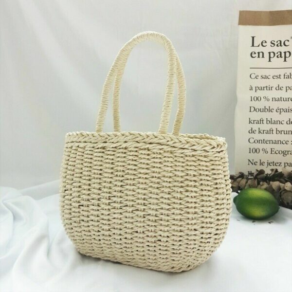 Women Straw Basket Bag Wicker Handbag Rattan Summer Beach Boho Holiday - Image 6