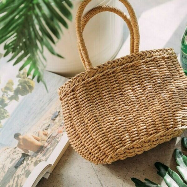 Women Straw Basket Bag Wicker Handbag Rattan Summer Beach Boho Holiday