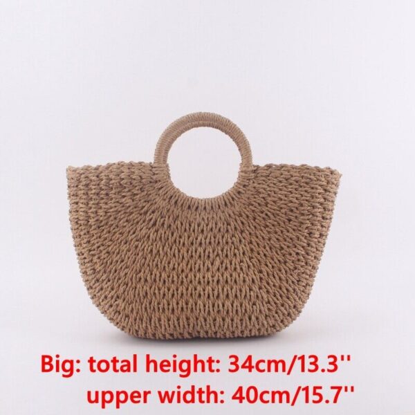 Women Wicker Handbag Totes Summer Beach Straw Woven Boho Rattan Basket Bag New - Image 2