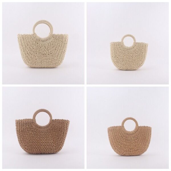 Women Wicker Handbag Totes Summer Beach Straw Woven Boho Rattan Basket Bag New - Image 3