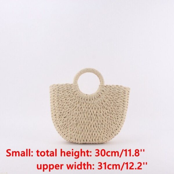 Women Wicker Handbag Totes Summer Beach Straw Woven Boho Rattan Basket Bag New - Image 4