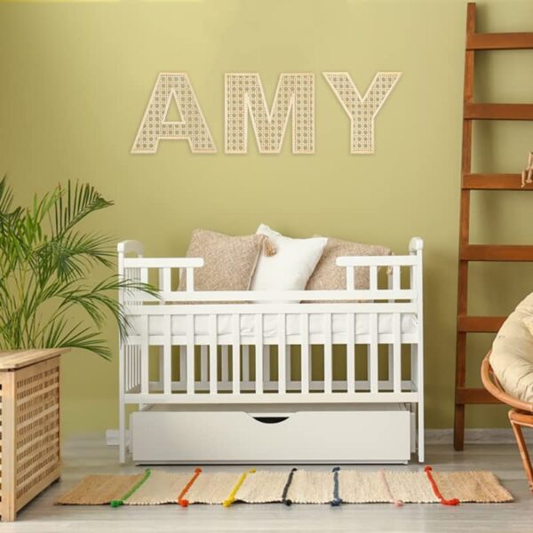 Wooden Rattan Letters for Wall Decor Rustic Wooden Letters 12 Inch Wood Letter Rattan Wall Decor for Wedding Nursery Sign Baby Shower Newborn Birthday Gift Boho Bedroom... - Image 4