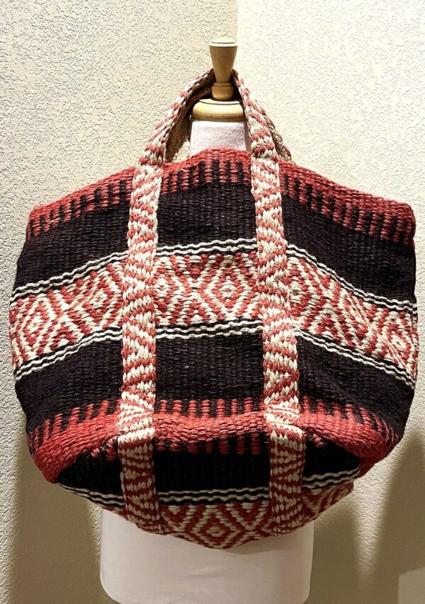 WORLD MARKET Large Woven BOHO Basket Jute Bucket Bag Beach Tote