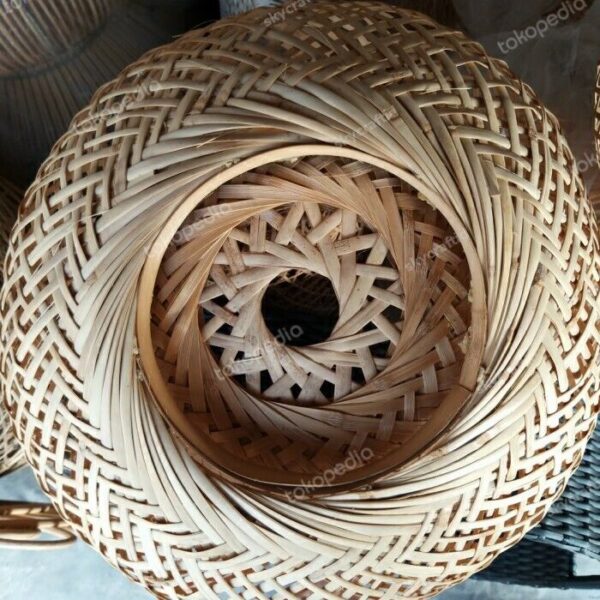 Woven bamboo craft rattan lanterns lamp caps cable fittings (100% INDONESIA) - Image 2