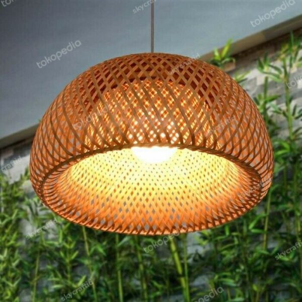 Woven bamboo craft rattan lanterns lamp caps cable fittings (100% INDONESIA)