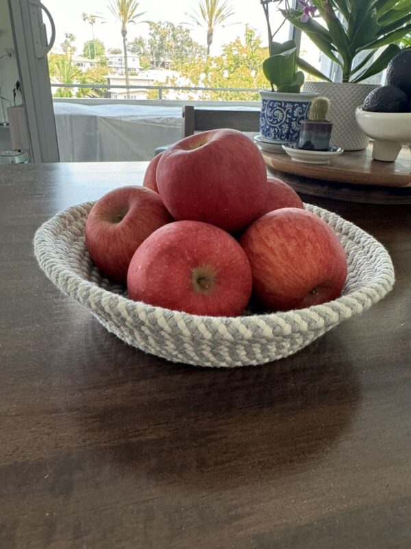 Woven Basket Boho Rope Bowl Tray Southwest Indie Decor Fruit Holder Display - Image 2