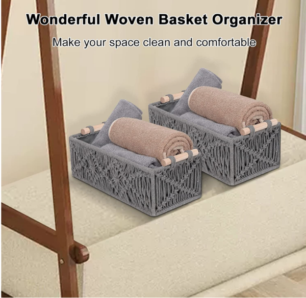 Woven Basket Macrame Storage Basket for Toilet Tank Top Boho Decor Toilet - Image 6