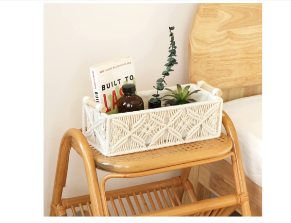 Woven Basket Macrame Storage Basket for Toilet Tank Top Boho Decor Toilet - Image 2