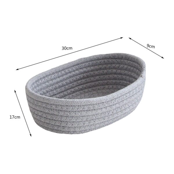 Woven Basket Mini Storage Basket Cute Small Cotton Rope Basket Oval Hamper Decor - Image 5