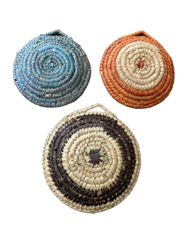 Woven Basket Wall Decor Set - Decorative Seagrass Boho Wall Art Baskets 3 Mauve - Image 4