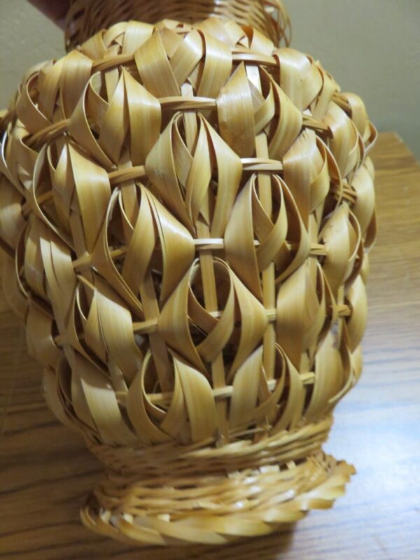 Woven Boho Style Basket Vase or Urn WICKER 8" TALL - Image 4