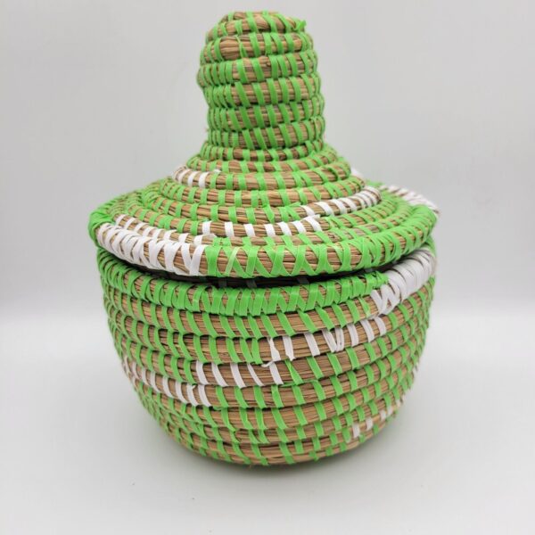 Woven Coil Basket African Sweetgrass Rounded Boho Hippie Trinket Box Handmade - Image 2