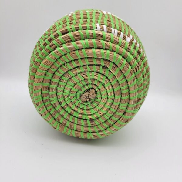 Woven Coil Basket African Sweetgrass Rounded Boho Hippie Trinket Box Handmade - Image 4