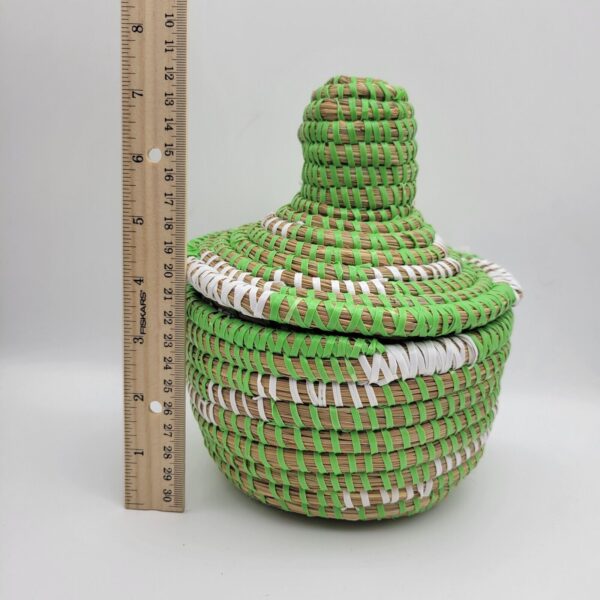 Woven Coil Basket African Sweetgrass Rounded Boho Hippie Trinket Box Handmade - Image 5