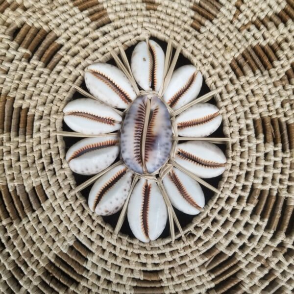 Woven Fiber Shell Wall Hanging Round Cowrie 20 Inches Obon - Image 4