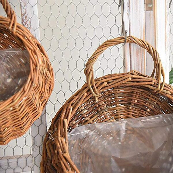 Woven Handmade Wall Basket- Boho Styled Hanging Wall Flower Baskets - Image 3