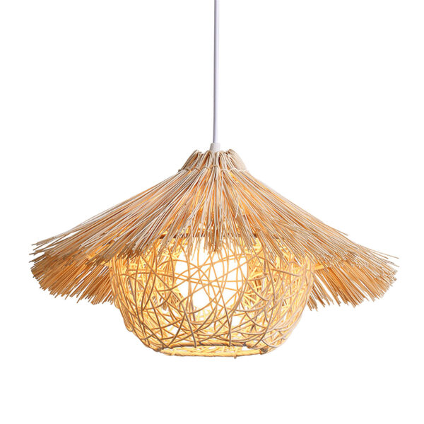 Woven Pendant Light Rustic Rattan Hanging Lamp Decorative Exquisite Pendant L - Image 4