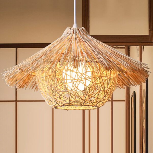 Woven Pendant Light Rustic Rattan Hanging Lamp Decorative Exquisite Pendant L - Image 6