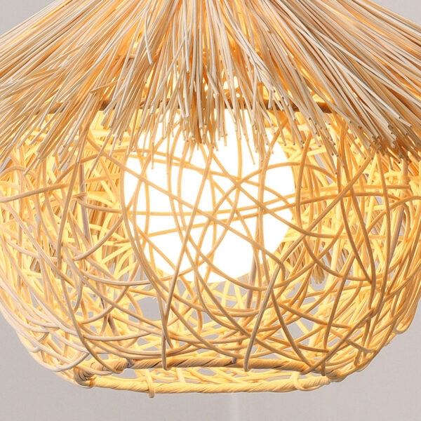 Woven Pendant Light Rustic Rattan Hanging Lamp Decorative Exquisite Pendant L