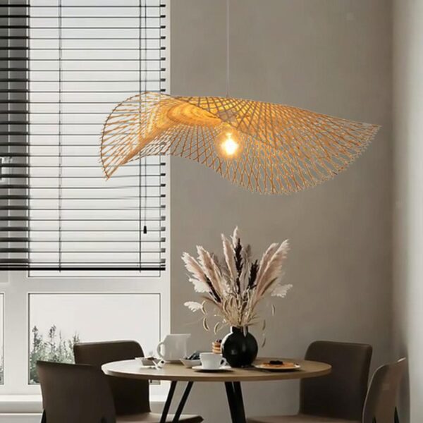 Woven Pendant Wicker Rattan Light Chandelier Lamp for Dining Room Restaurant - Image 2