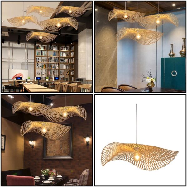 Woven Pendant Wicker Rattan Light Chandelier Lamp for Dining Room Restaurant - Image 6