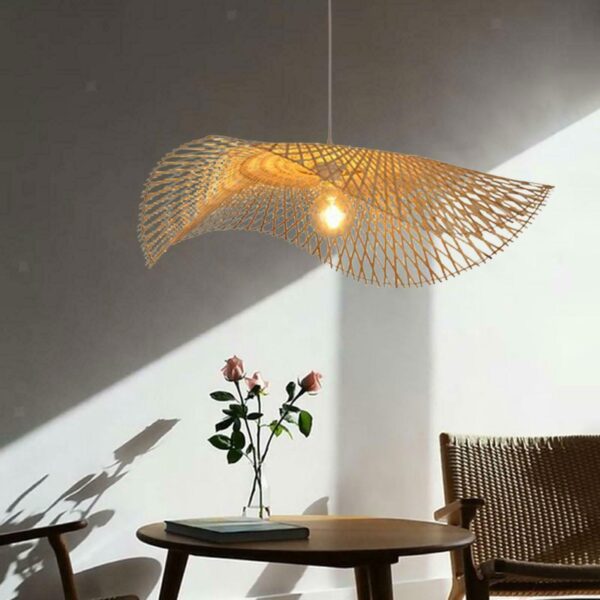 Woven Pendant Wicker Rattan Light Chandelier Lamp for Dining Room Restaurant