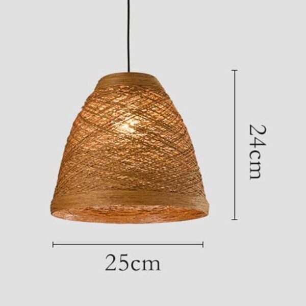 Woven Rattan Pendant Light Plug in Cord Rustic Dimmable Rattan Ceiling Light Fix - Image 4