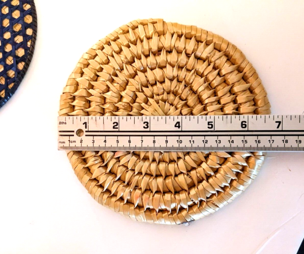 Woven Trivet Raffia Straw Boho Wall Decor Chic Colorful Geometric Design Set 4 B - Image 5