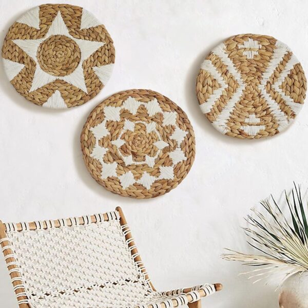 Woven Wall Basket Decor Set of 3 Boho Wall Decor Macrame Wall Hanging Bedroom... - Image 3