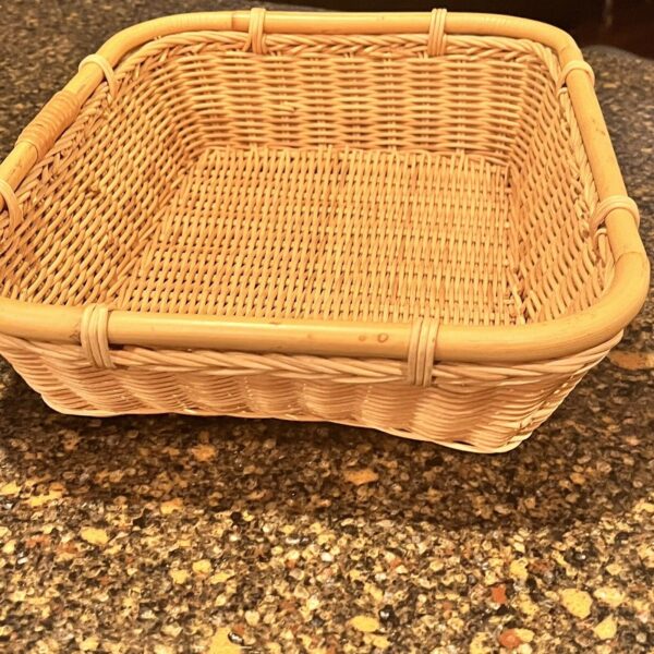 Woven Wicker And Bamboo Basket Rectangular Tray Home Decor Boho Organization - Image 5