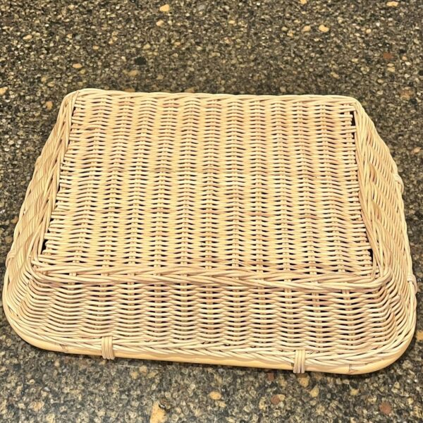 Woven Wicker And Bamboo Basket Rectangular Tray Home Decor Boho Organization - Image 6