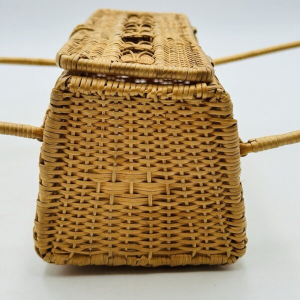 Woven Wicker Basket Bag Lock Boho Cottagecore Girl Picnic Vintage - Image 3