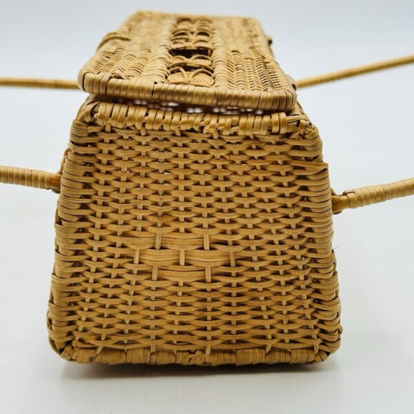 Woven Wicker Basket Bag Lock Boho Cottagecore Girl Picnic Vintage - Image 4