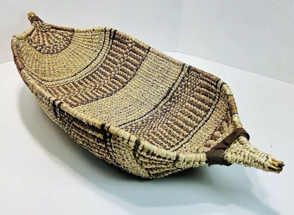 Woven Wicker Basket Oval Braided Storage Display Boho Chic Rustic Boat Style - Image 4