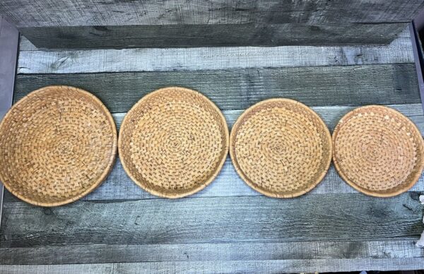 Woven Wicker Nesting Baskets Boho Country Cottage Lot Of 4 Wall Decor - Image 2