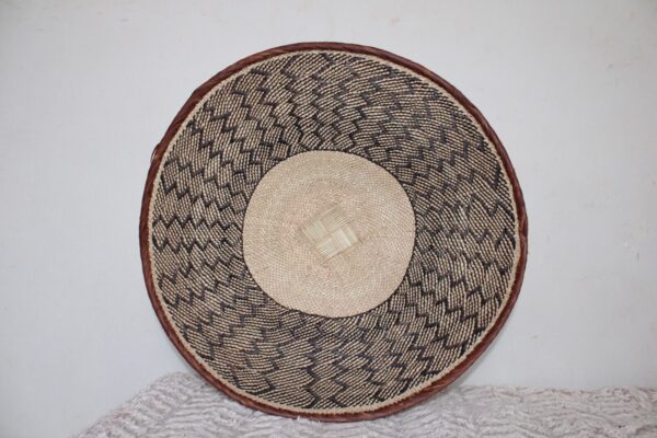 Woven Wicker Rattan Set of Six Boho Decor 6 African Art Wall Tonga Binga Baskets - Image 3