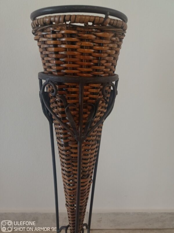 WOW Boho Decorative Wicker Tall Floor Vase Basket, Metal Stand Modern Home Decor - Image 3