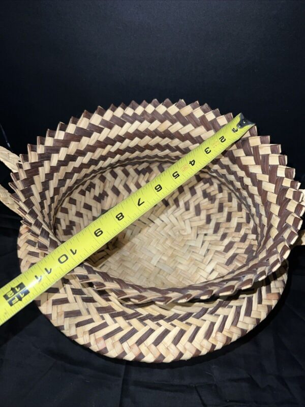 XL Vintage Hand Woven Tarahumara Mexico Handled Basket Bohemian Rustic Storage - Image 3