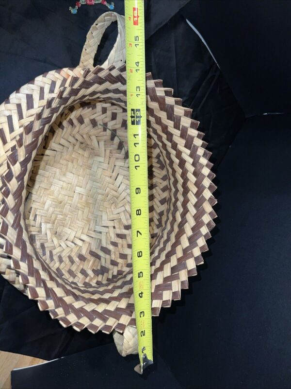 XL Vintage Hand Woven Tarahumara Mexico Handled Basket Bohemian Rustic Storage - Image 4