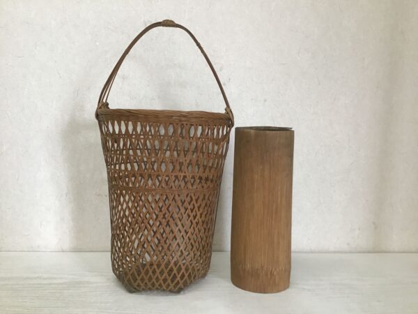 Y1303 Bamboo Woven Basket decor interior Japanese antique ikebana kabin - Image 4