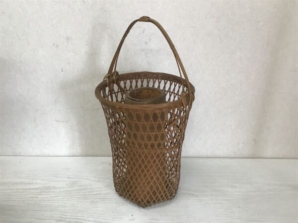 Y1303 Bamboo Woven Basket decor interior Japanese antique ikebana kabin