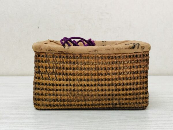 Y3698 Bamboo Woven Basket Travel Tea Ceremony storage case Japan antique vintage - Image 2