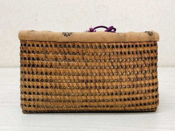 Y3698 Bamboo Woven Basket Travel Tea Ceremony storage case Japan antique vintage - Image 4