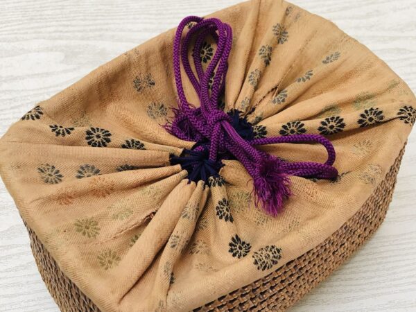 Y3698 Bamboo Woven Basket Travel Tea Ceremony storage case Japan antique vintage - Image 5